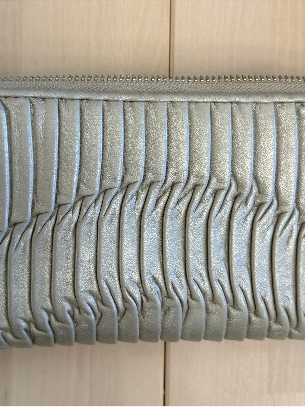 Coach Madison Gathered Leather Accordion Zip Wallet Bone Pleated Leather - Picture 5 of 8